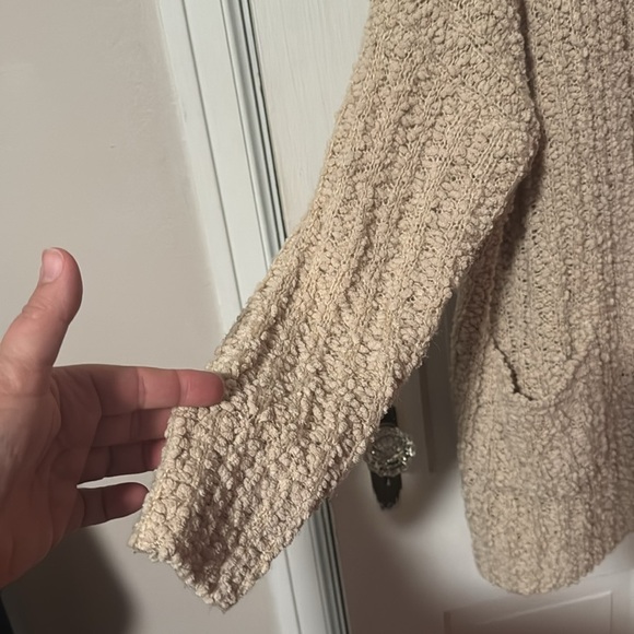 Miracle Women's Open Front Cardigan with Pockets Textured Cream Color S/M - Picture 5 of 10